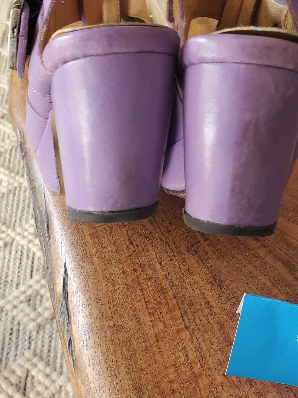 John Fluevog Lavender Leather Cutout Slingback Sandals - Picture 7 of 9